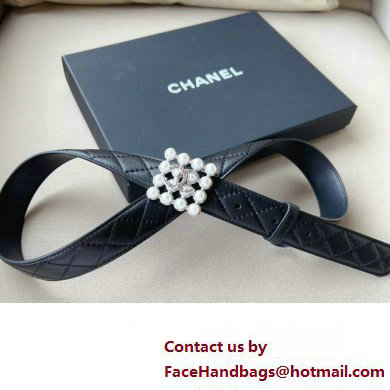 Chanel Width 3cm Metal  &  Glass Pearls calfskin belt AAA036 08 2024